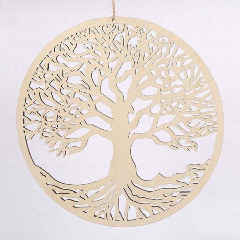 Décoration Murale Arbre Vie en Bois, Sculpture pour la Maison (30 cm)