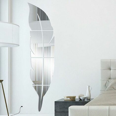Décoration Murale Autocollant Mural Miroir Murale Stickers Muraux Sticker Décoration Salle de bain Chambre Salon Décoratif Stickers Muraux Papiers Peints Plume Sticker Mural Miroir Acrylique