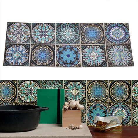 Décoration murale  Autocollants PVC Mandala  30 Pièces  Modèle Datura  10x10cm  Résistant à l'eau