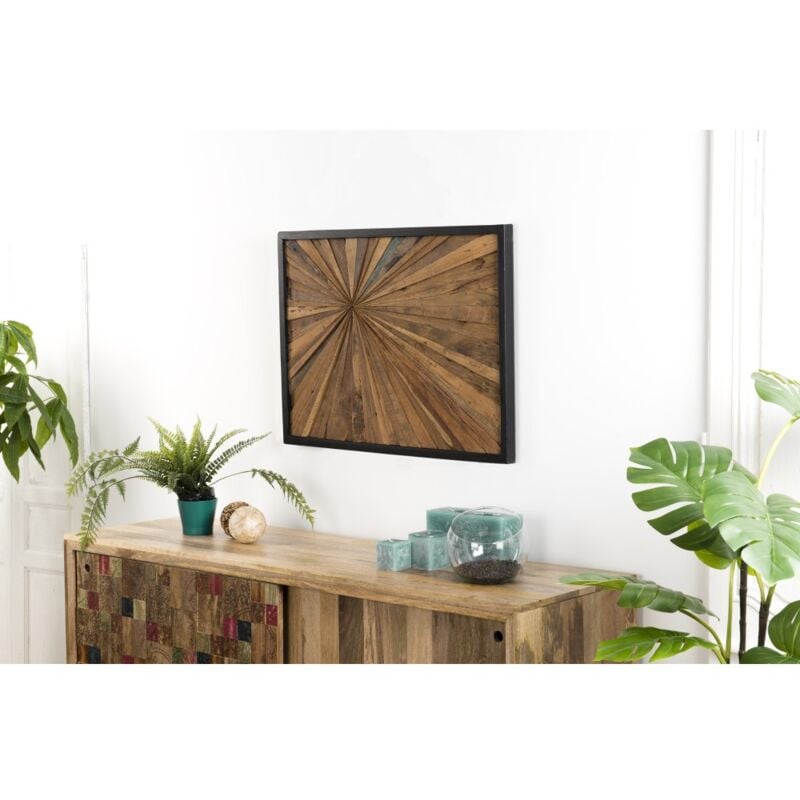 Suzy - Décoration murale bois rectangulaire Teck recyclé nature