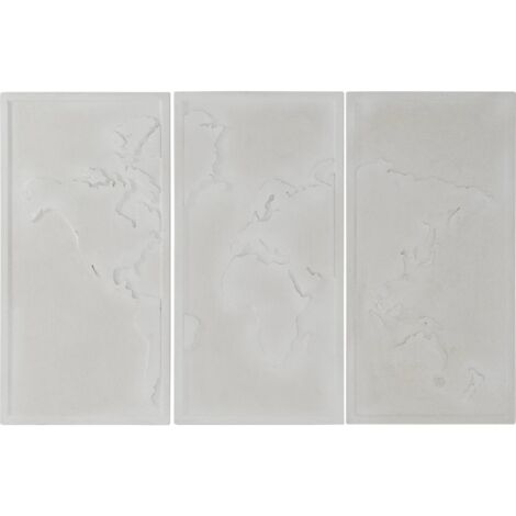 Décoration murale carte du monde en mdf blanc style moderne - blanc mdf effet relief