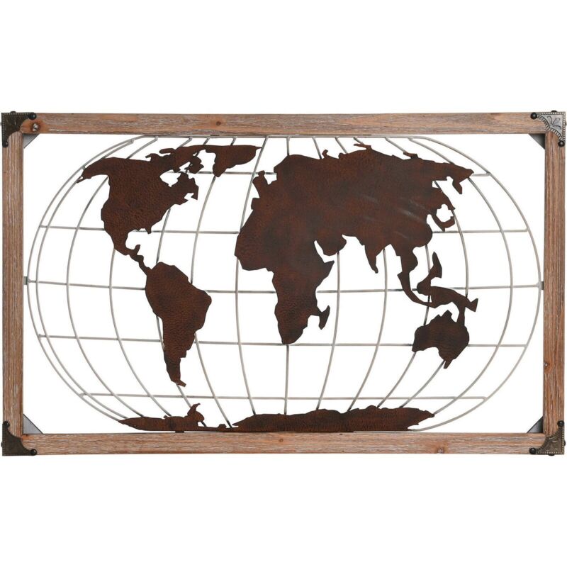 Décoration murale carte du monde en métal esprit loft cuivre naturel - cuivre effet bois clair naturel Décoration murale carte du monde en métal esprit loft cuivre naturel - cuivre effet bois clair naturel