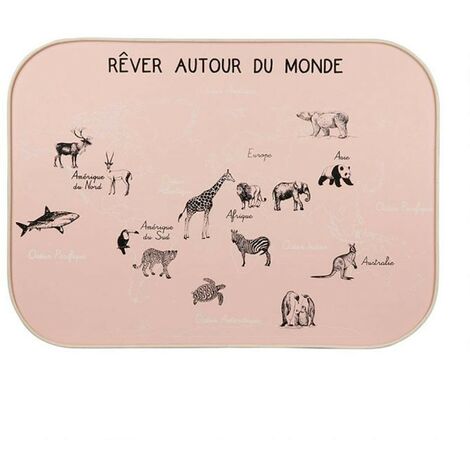 Décoration murale carte du monde rose 70x50 cm