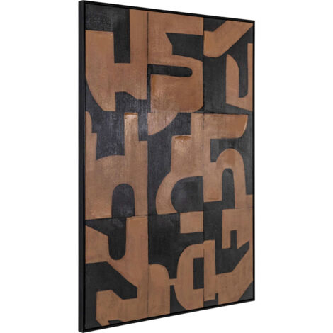 Décoration murale cascade marron motif graphique sur toile - marron graphique contemporain