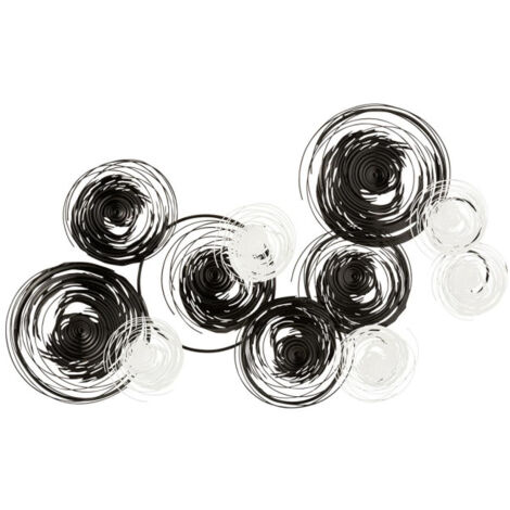 Décoration Murale "Cercles Métal" 140cm Noir & Blanc