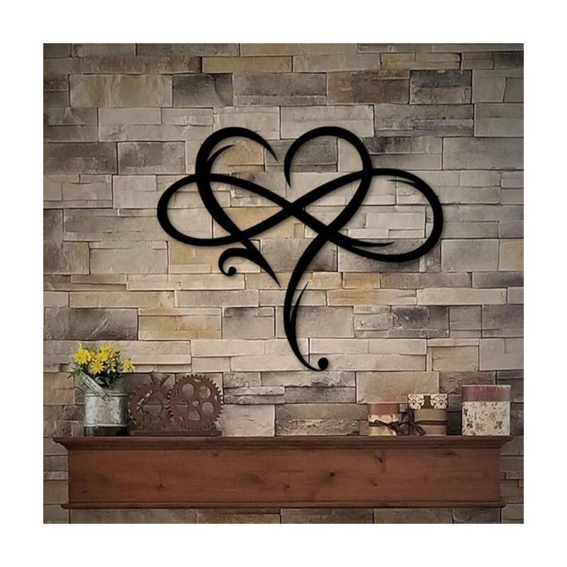 Shining House - Decoration Murale Coeur Infini, Décoration Murale en Métal, Signe d'amour Decoration Murale Metal Sculpture Murale pour la décoration