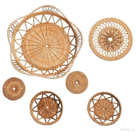 Décoration murale - COLAXI - Ensemble de 6 pièces - Rotin tissé - Style scandinave - 30 cm
