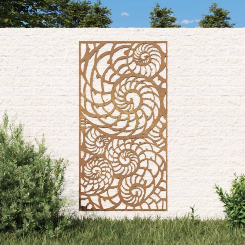 Décoration murale de jardin 105x55 cm acier corten design coque - The Living Store