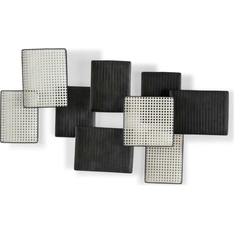 Décoration murale design métal blanc noir style contemporain - noir et blanc géométrique