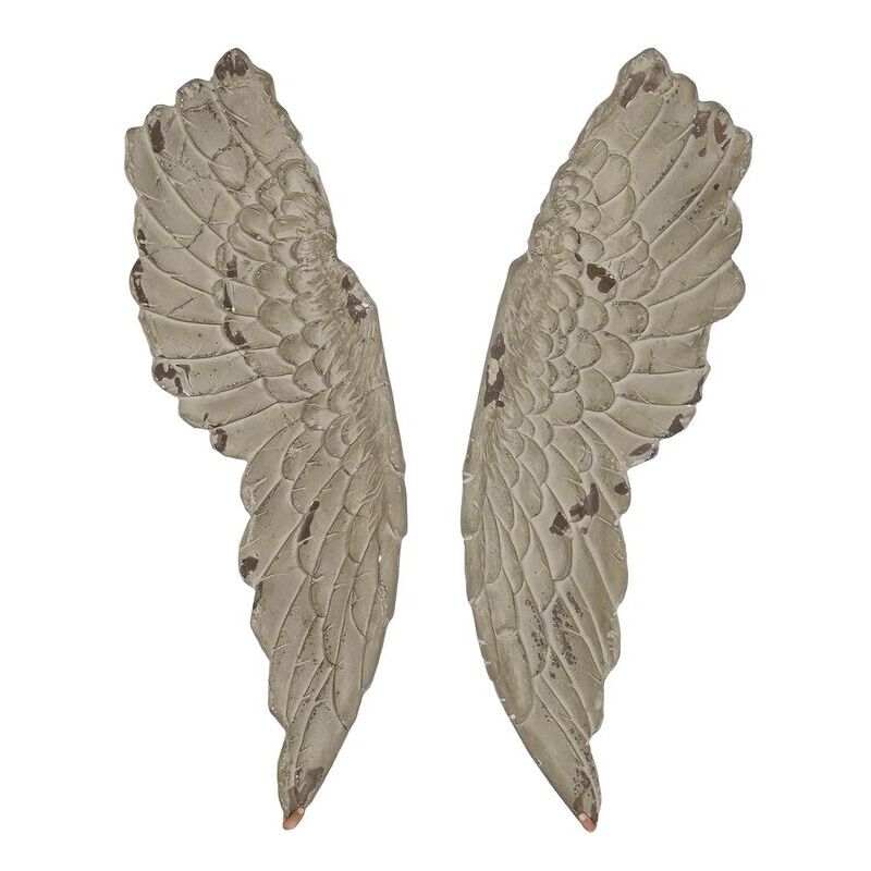 Décoration murale dkd home decor ailes en résine grise (62 x 8 x 106 cm)