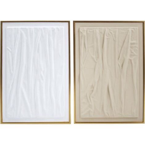 décoration murale effet relief avec cadre doré élégant - blanc texturé avec cadre doré