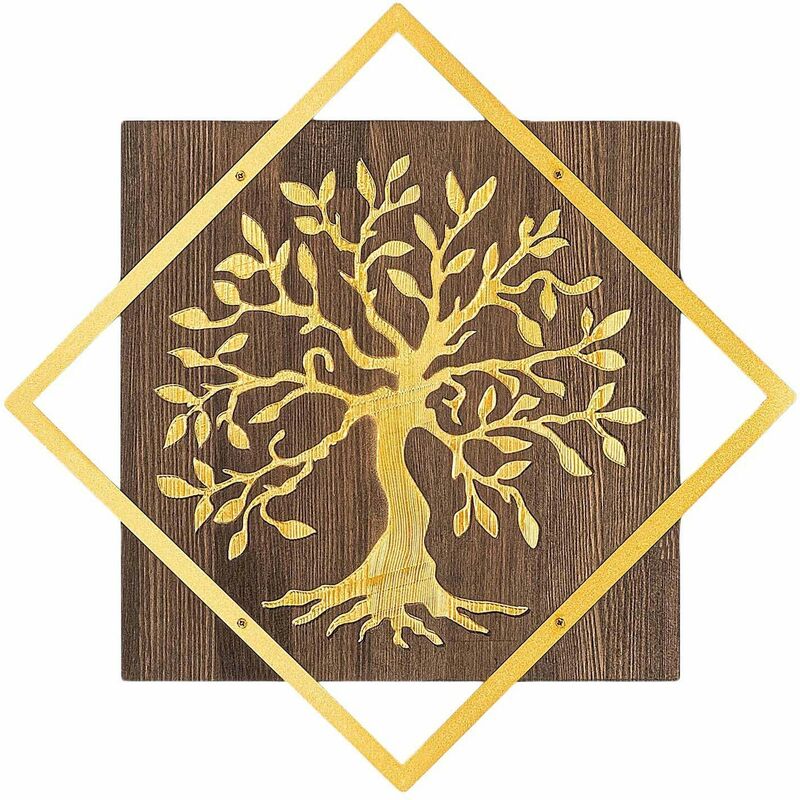 Décoration murale en bois et métal doré Walnut