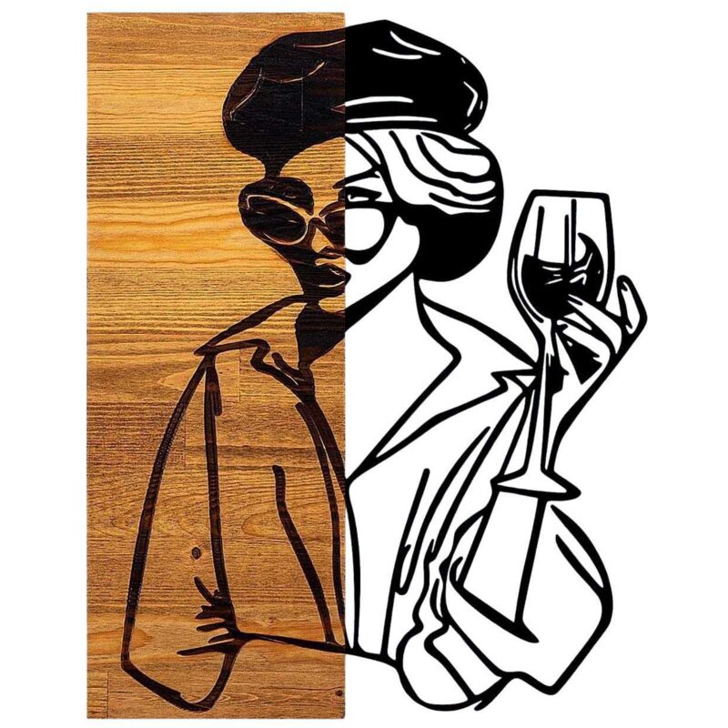 Décoration murale en bois et métal Walnut Femme