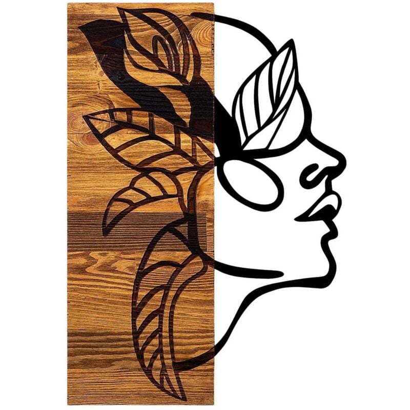 Décoration murale en bois et métal Walnut Indien