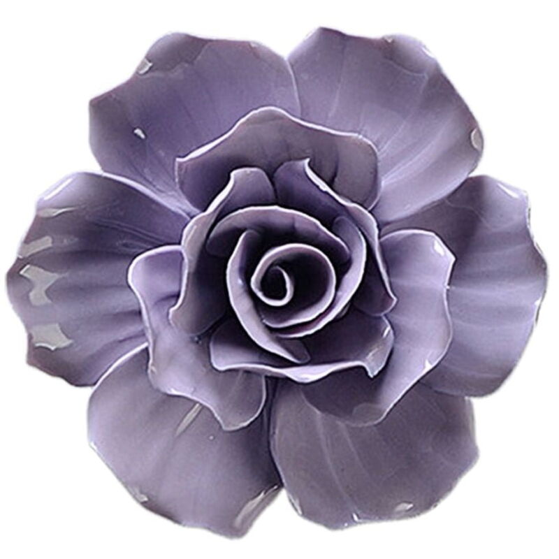 Décoration murale en céramique avec fleur 3D en forme de rose - Taille s (violet)
