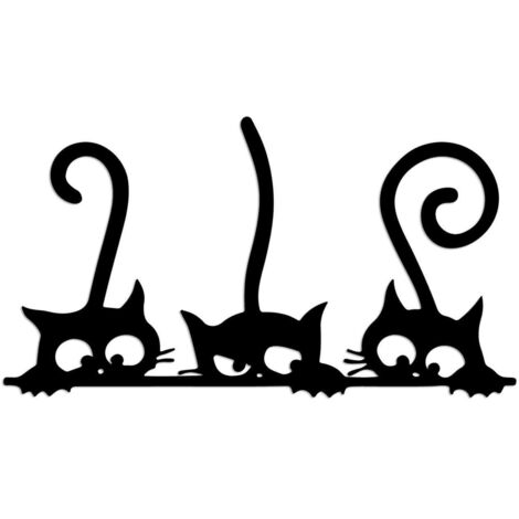 Décoration murale en métal 3 chats – Touche originale en noir – Dimensions 10x60x33 cm – Livré en kit – Pour intérieur moderne