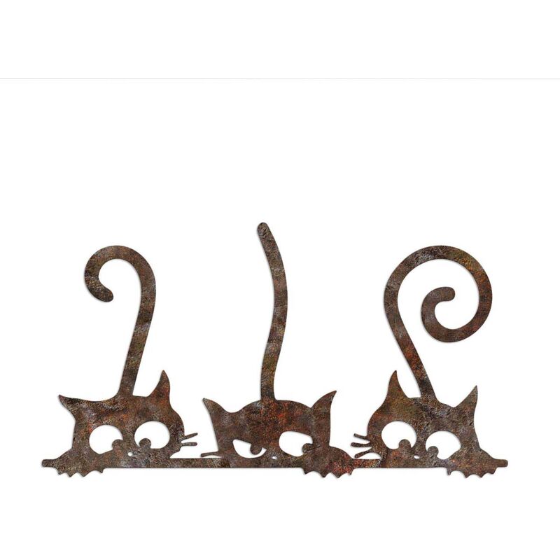 Asir Group Llc - Décoration murale en métal Animal 3 Chats (effet rouillé)