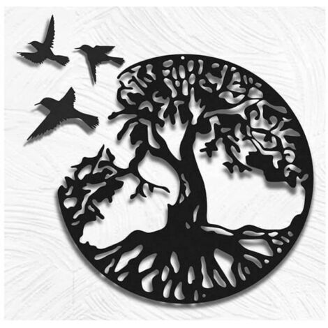 Décoration murale en métal, arbre de vie, décoration murale en métal, décoration de silhouette, cadeau d\'intérieur ou d\'extérieur