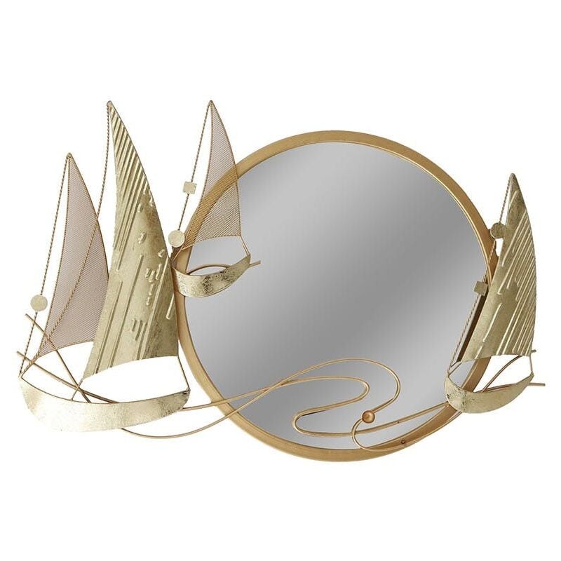 Pier Import - Décoration murale en métal avec miroir rond et bateaux dorés