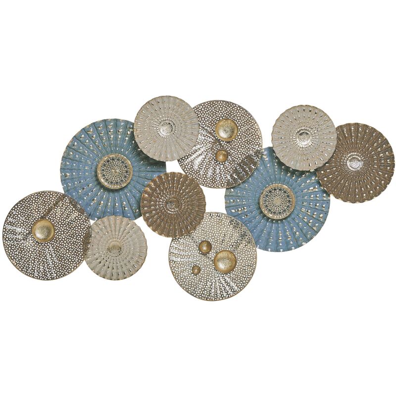 Applique Murale Décorative en Métal Bleu Difforme et Pieces Arrondie pour Mur de Salon ou Salle à Manger de Type Industriel ou Scandinave