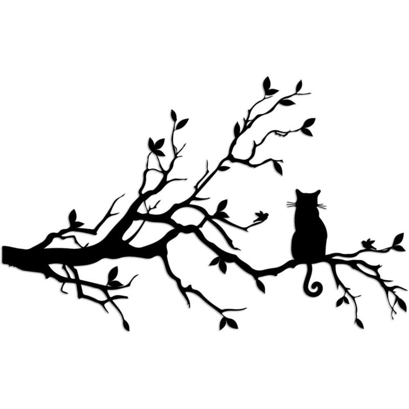 Décoration murale en métal Chatt sur une branche