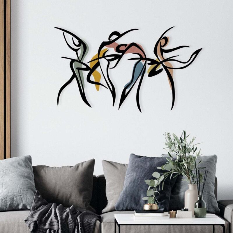 Décoration murale en métal coloré Danceuses