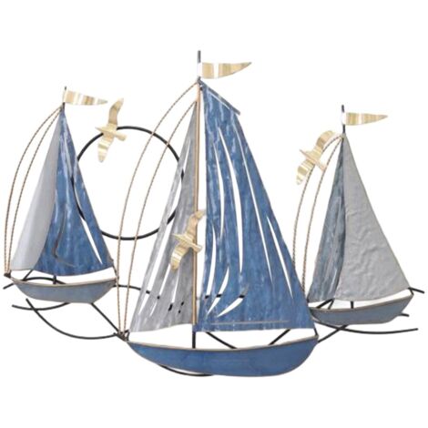 Décoration murale en métal en forme de bateau - Style nautique pour jardin