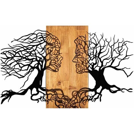 HANAH HOME Décoration murale en métal et bois Arbres 92 x 58 cm