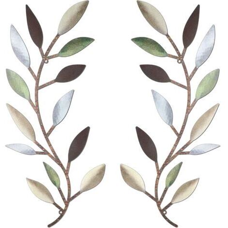 Décoration murale en métal feuille d'arbre – Art mural en fer forgé – Style moderne pour salon et chambre – Facile à accrocher