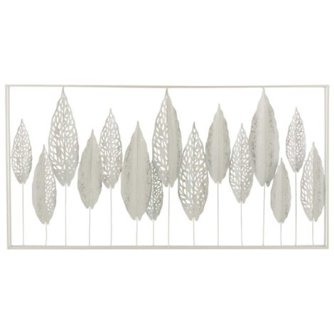 Décoration Murale en Métal "Feuilles" 135cm Blanc