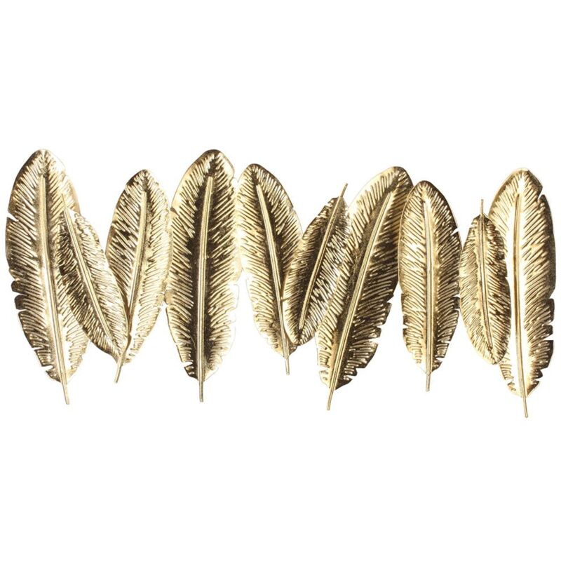 Décoration murale en métal feuilles dorées