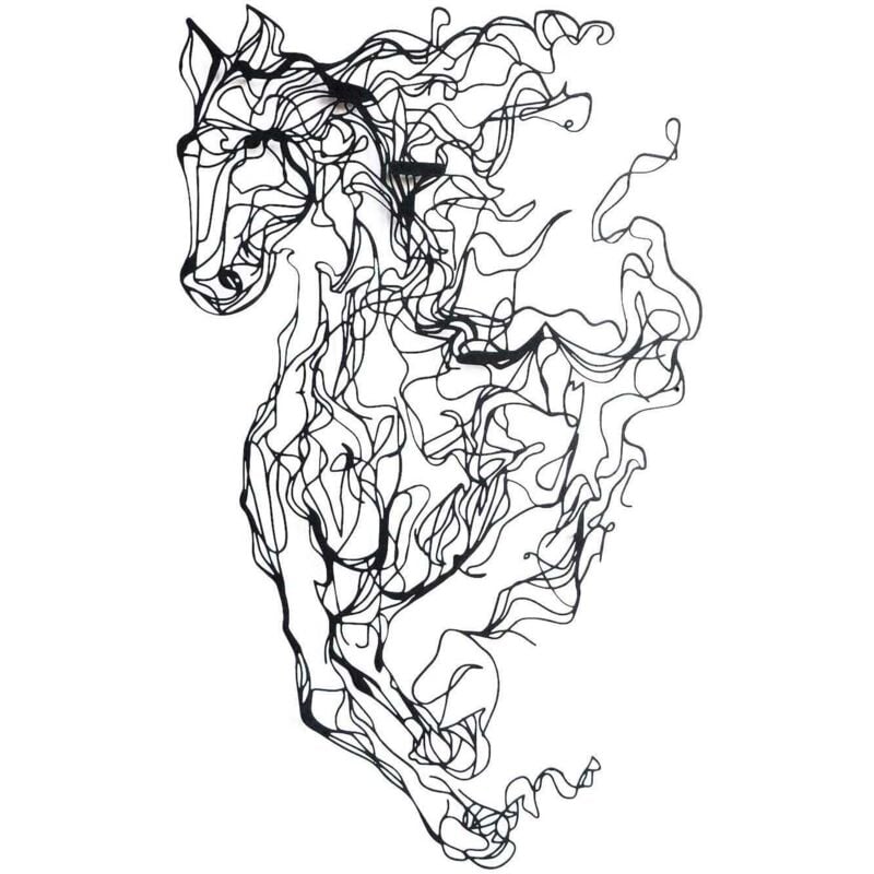 Asir Group Llc - Décoration murale en métal Horse Line Art 41 x 66 cm