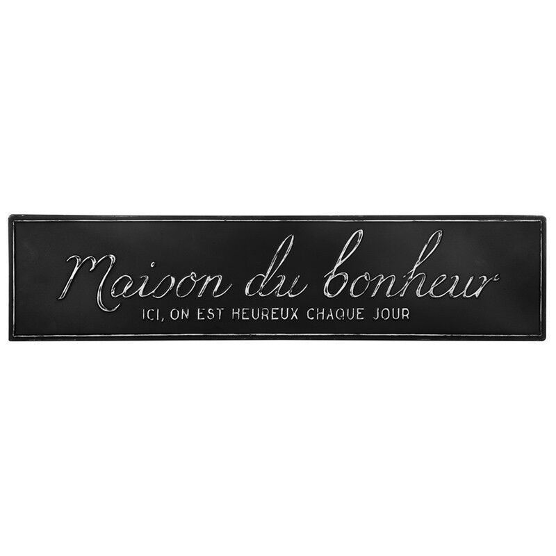 Décoration murale en métal Maison du bonheur - Noir - l 78,8 x p 0,8 x h 18,2 cm - Livraison gratuite