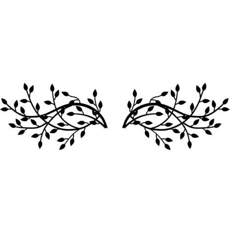 Décoration murale en métal noir – 2 feuilles d'arbre en acier galvanisé – Design branche d'olivier – Dimensions 15 x 9.4 inch