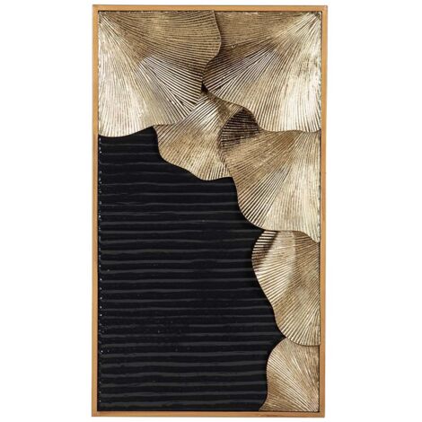 Décoration murale en métal noir et doré 42 x 6 x 74 cm