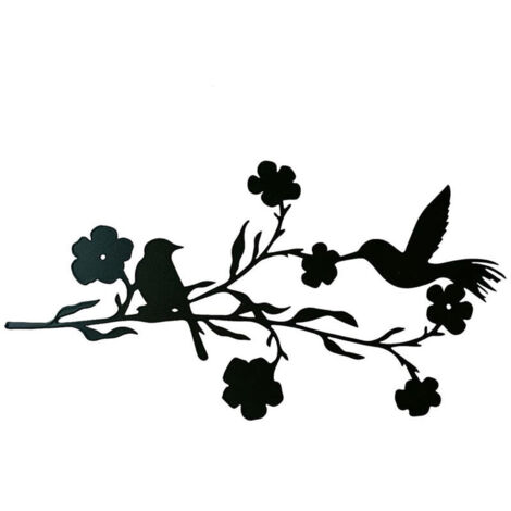 Décoration murale en métal - Oiseau sur branche - Silhouette d'art - Décoration murale en métal noir - Décoration murale pour la maison, la chambre à coucher, le salon, la cuisine, le jardin