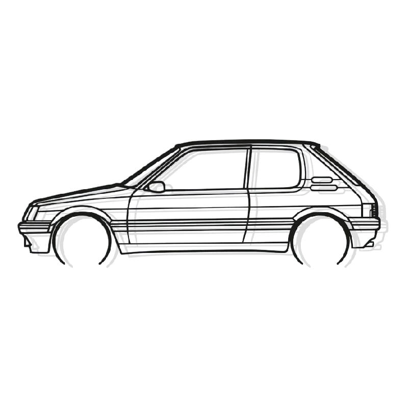 Décoration murale en métal - Silhouette de voiture - 205 gti détaillée - 80 cm