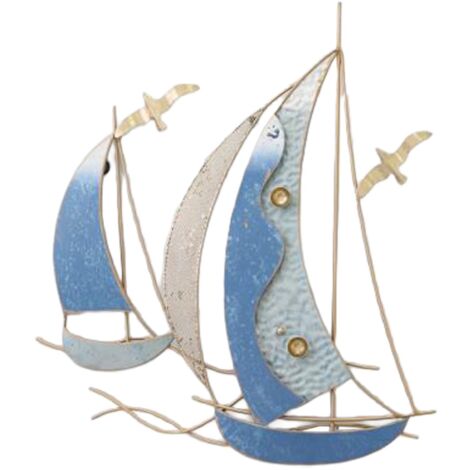 Décoration murale en métal représentant un bateau - Design nautique pour la décoration
