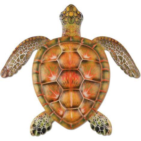 Décoration murale en métal représentant une tortue marine orange, idéale pour la maison, la chambre, le salon, le bureau, le jardin, les clôtures et l'aquarium.