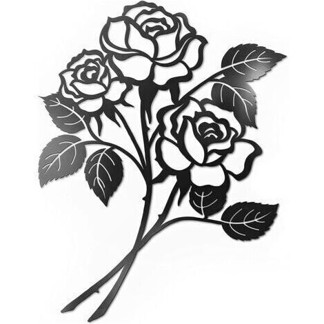 Décoration murale en métal rose noire, décoration murale en fer forgé, sculpture murale décorative, décoration d'intérieur, accessoires d'intérieur, tenture murale, 25 x 19 cm