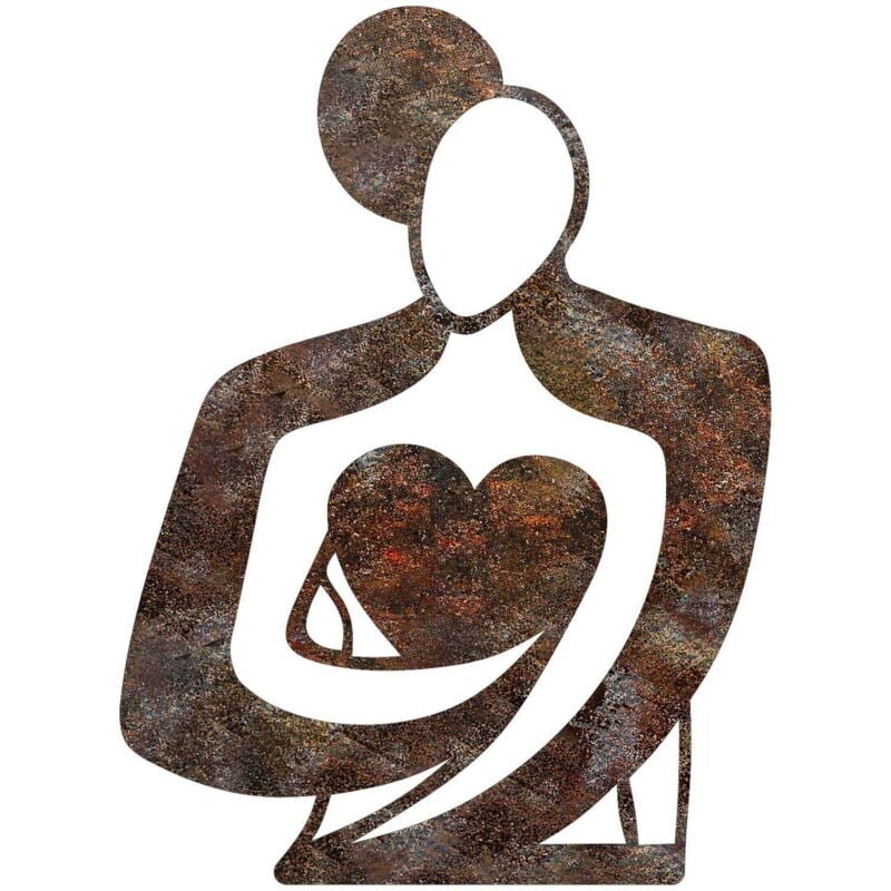 Décoration murale en métal Rusty Hug 52 x 70 cm