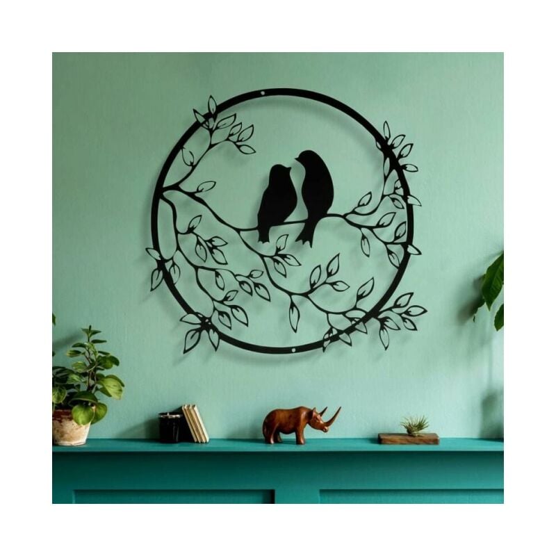 Décoration Murale En Métal, Signe D'oiseau Figurine Décoration Murale Silhouette D'oiseau Art Sculpture Murale Rond Pour Décoration Murale, De Salon,