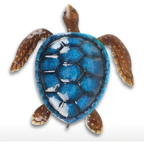 Décoration murale en métal - Tortue de mer - Sculpture murale - Pour l'intérieur et l'extérieur - Pour salle de bain et jardin