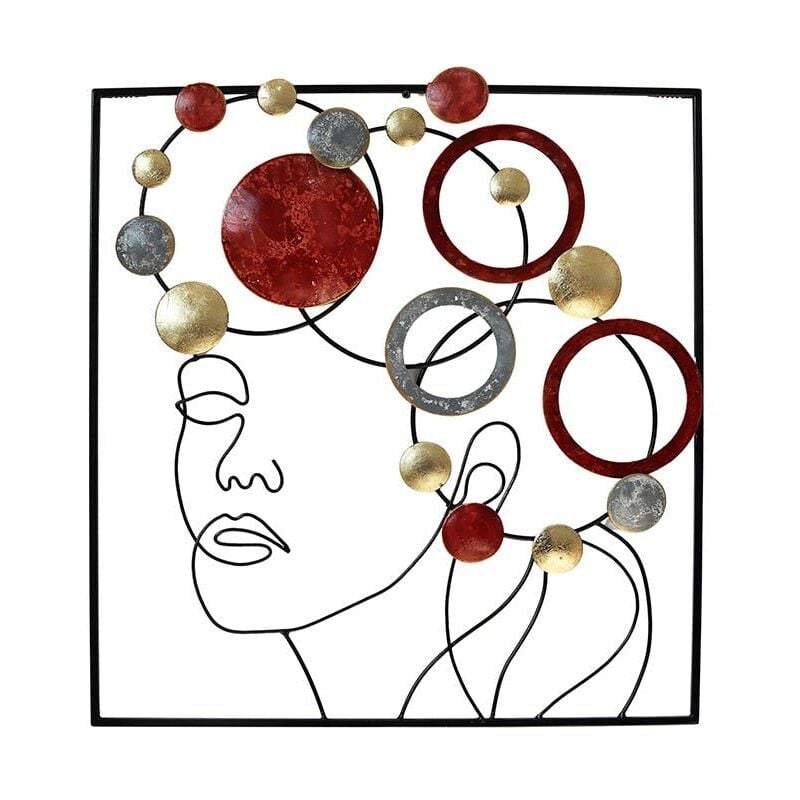 Décoration murale en métal visage encadré