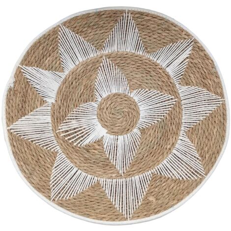 Décoration murale en palmiers et joncs de mer avec motif circulaire