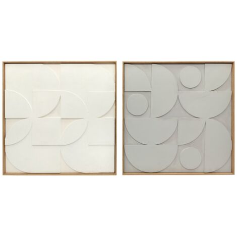 Décoration murale Ensemble 3D de 2 décorations murales géométriques Décoration murale moderne pour salon,couloir,80 x 3,5 x 80 cm,blanc