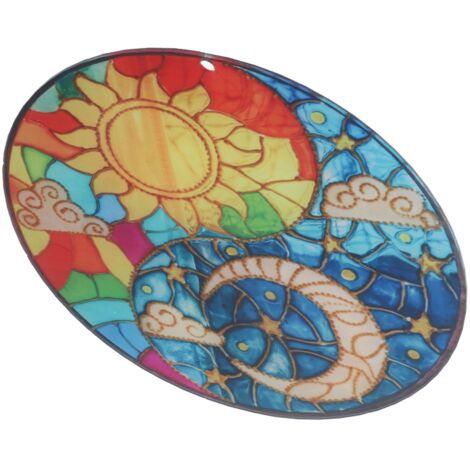 Décoration Murale Fenêtre Acrylic 20cm [Sun and Moon] Pendule Yin‑Yang Coloré - Pendentif Cadeau Anniversaire