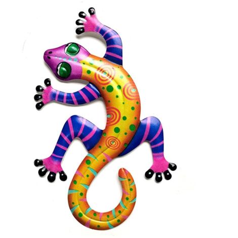 Décoration Murale Gecko en Fer, 21,8 X 14 X 0,8 Cm Décor de Gecko d'art de Jardin pour la Maison, la Chambre, Le Salon, Le Bureau, L'ornement de Jardin (5)
