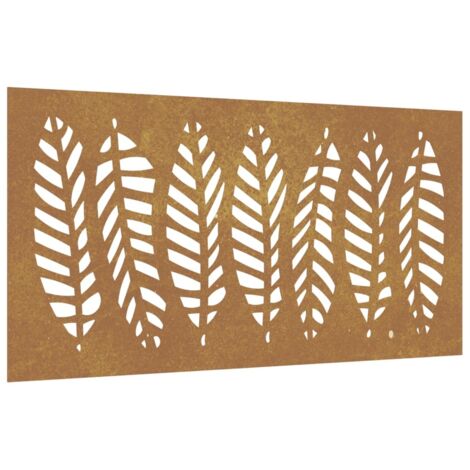 Décoration murale jardin 105x55 cm acier corten design feuille CFW611817
