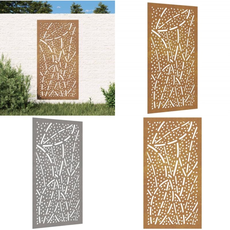 Décoration murale jardin 105x55 cm acier corten design feuille - décoration murale de jardin - décorations murales de jardin - Home & Living - Brun